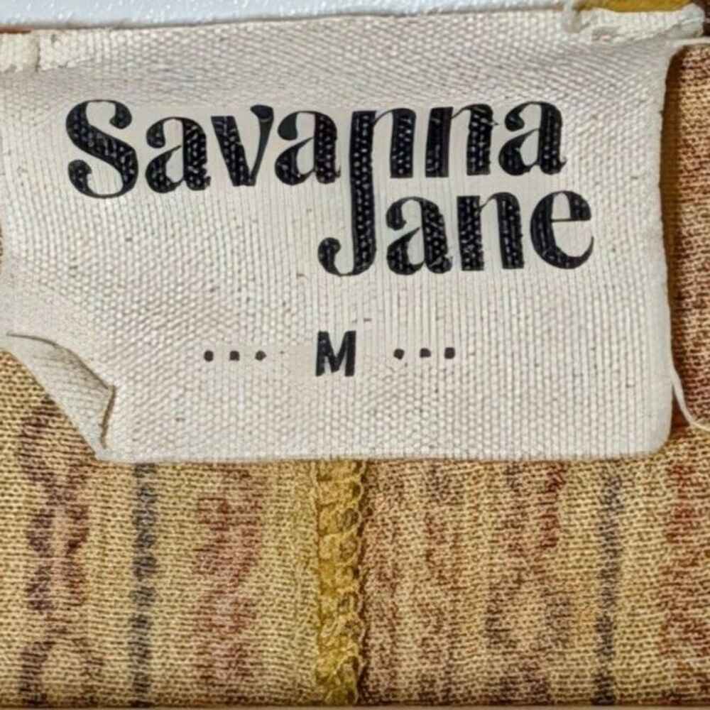 Savanna Jane Mustard Embroidered Boho Tunic Blouse M Floral Festival Top - Picture 5 of 6